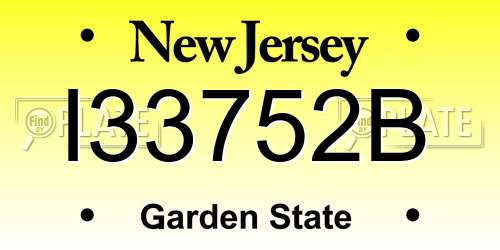I33752B New Jersey License Plate
