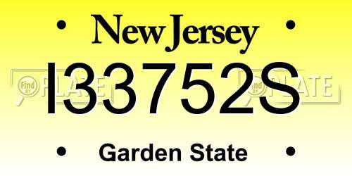 I33752S New Jersey License Plate