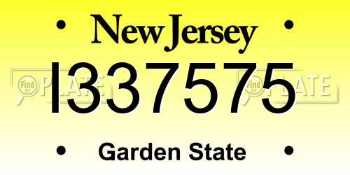 I337575 New Jersey License Plate