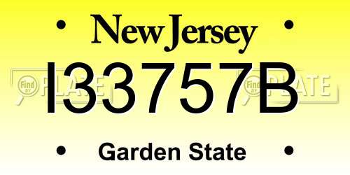I33757B New Jersey License Plate
