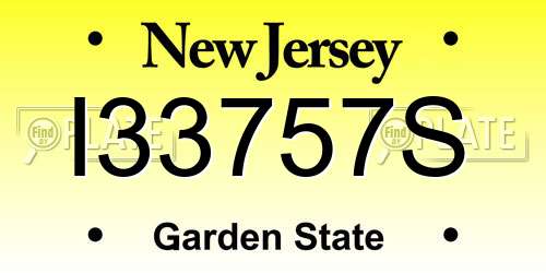 I33757S New Jersey License Plate