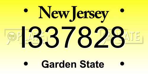 I337828 New Jersey License Plate