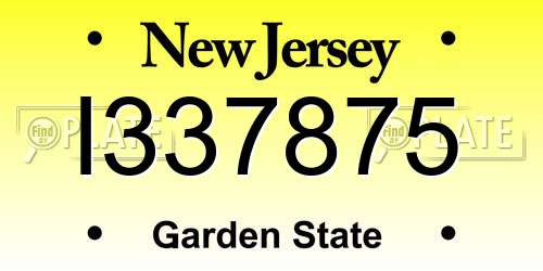 I337875 New Jersey License Plate