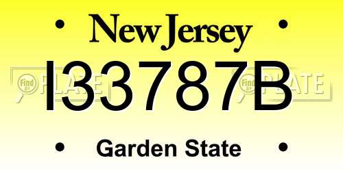I33787B New Jersey License Plate