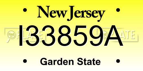 I33859A New Jersey License Plate