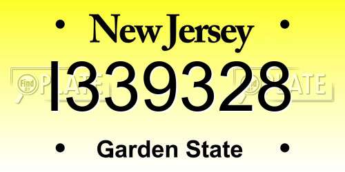 I339328 New Jersey License Plate