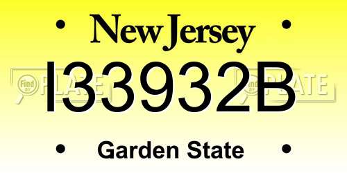 I33932B New Jersey License Plate