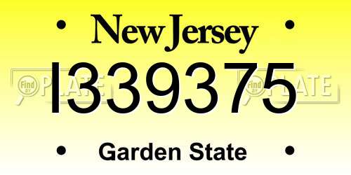 I339375 New Jersey License Plate