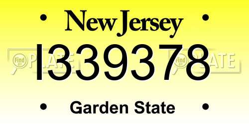 I339378 New Jersey License Plate
