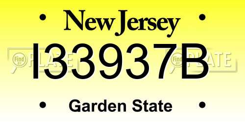 I33937B New Jersey License Plate