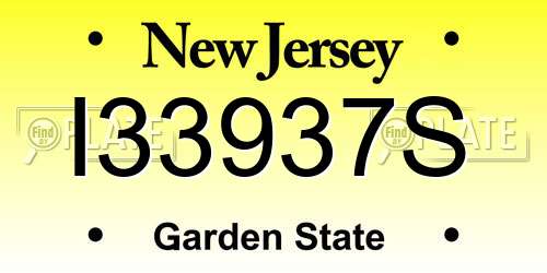 I33937S New Jersey License Plate