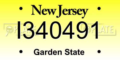 I340491 New Jersey License Plate