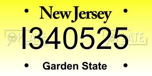 I340525 New Jersey License Plate