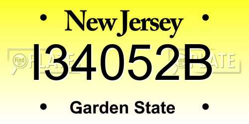 I34052B New Jersey License Plate