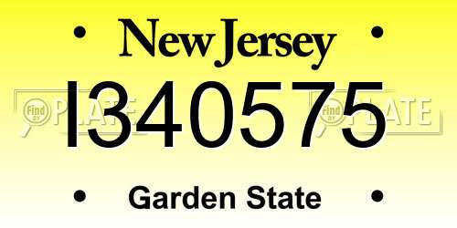 I340575 New Jersey License Plate