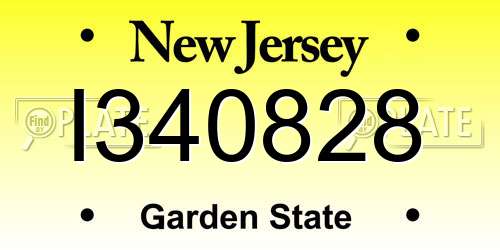 I340828 New Jersey License Plate