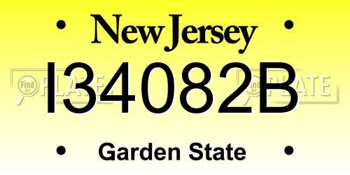 I34082B New Jersey License Plate