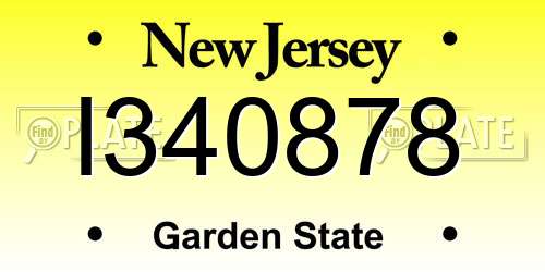 I340878 New Jersey License Plate