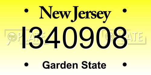 I340908 New Jersey License Plate