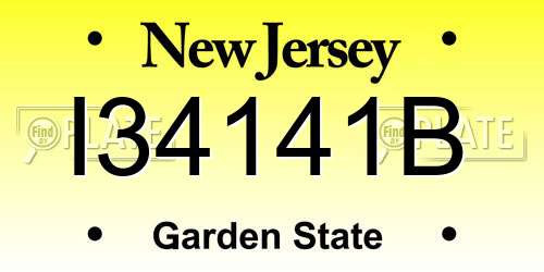 I34141B New Jersey License Plate