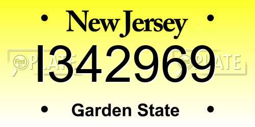I342969 New Jersey License Plate