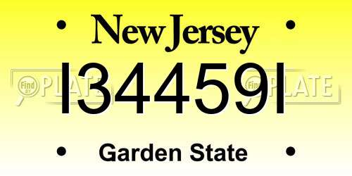 I34459I New Jersey License Plate