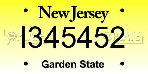 I345452 New Jersey License Plate