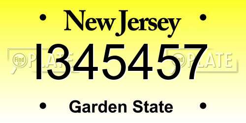 I345457 New Jersey License Plate