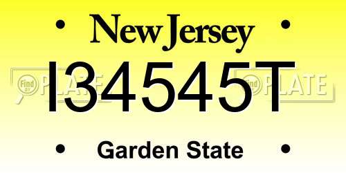 I34545T New Jersey License Plate