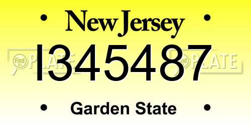 I345487 New Jersey License Plate