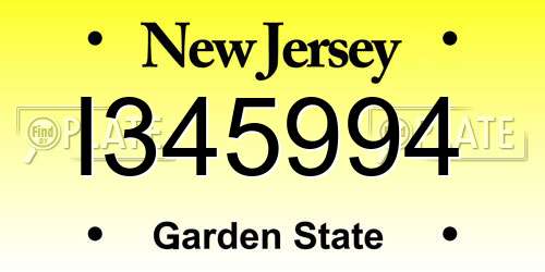 I345994 New Jersey License Plate