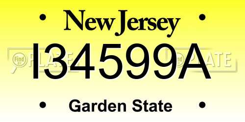 I34599A New Jersey License Plate