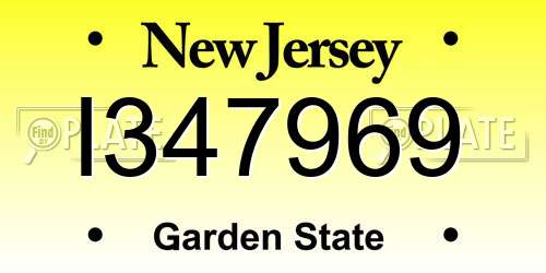 I347969 New Jersey License Plate