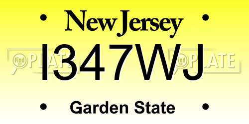 I347WJ New Jersey License Plate