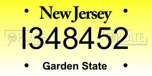 I348452 New Jersey License Plate
