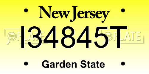I34845T New Jersey License Plate
