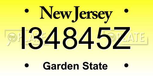 I34845Z New Jersey License Plate
