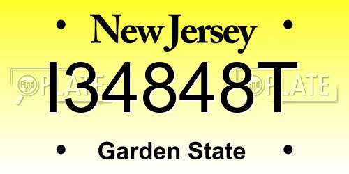 I34848T New Jersey License Plate
