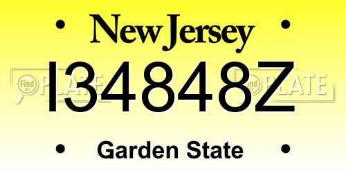 I34848Z New Jersey License Plate
