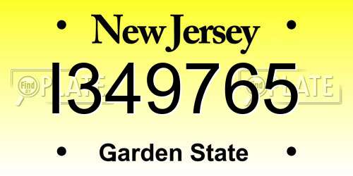 I349765 New Jersey License Plate