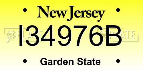 I34976B New Jersey License Plate
