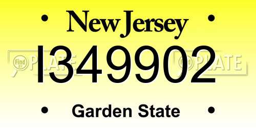 I349902 New Jersey License Plate