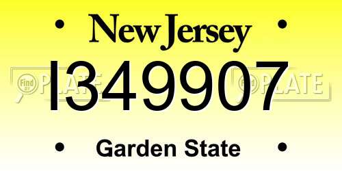 I349907 New Jersey License Plate