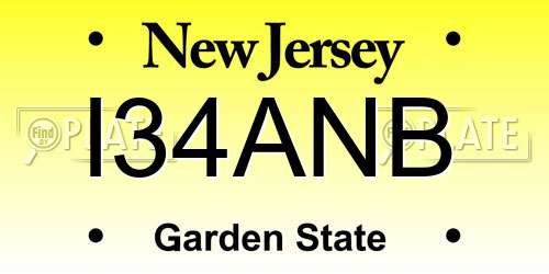 I34ANB New Jersey License Plate