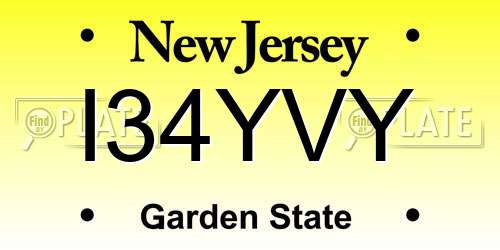 I34YVY New Jersey License Plate