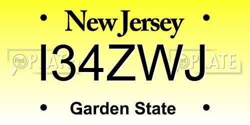 I34ZWJ New Jersey License Plate