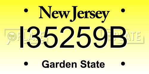 I35259B New Jersey License Plate