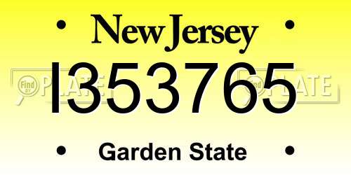 I353765 New Jersey License Plate