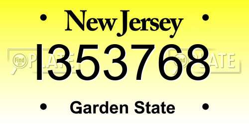I353768 New Jersey License Plate