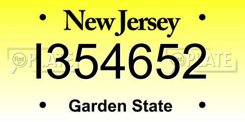 I354652 New Jersey License Plate